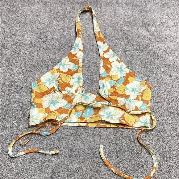 Urban Outfitters Rust Floral Halter Crop Cami - Picture 2 of 4